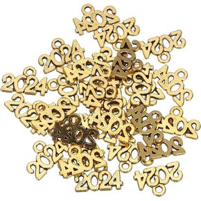 MECCANIXITY Number Charm Graduation Year Charm Anti Gold for Tassel, DIY Jewelry Making, Necklace Bracelets, Keychain