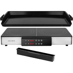 Kalorik MAXX 2-in-1 Electric Griddle & Double Cooktop, Stainless Steel (GR 52470 SS)