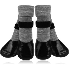 EXPAWLORER Anti-Slip Dog Socks Boots, Waterproof Dog Shoes for Winter Outdoor Hold/Cold Pavement, Snow Rain Days， Non Slip Paw Protectors Booties for Hardwood Floors Puppy Senior Dog, Prevent Licking