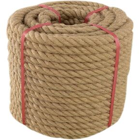 Jute Rope (1 in X 100 ft), 25mm Thick Twisted Manila Ropes, Natural Heavy Duty Hemp Rope for Swing Bed, Crafts, Railing, Tug of War, Landscaping, Gardening, Bundling, Hammock, Home Decorating