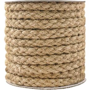 Tenn Well Braided Jute Rope, 25 Feet 11mm Thick Twine Rope for Crafting, Cat Scratching, Gardening, Bundling and Macrame Projects