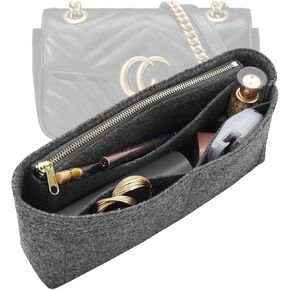 Felt Insert Purse Organizer with Zipper fit GG Marmont Matelasse Shoulder Bag, Organizer Handbag Tote Liner Pouch for Women Inner Bladder Bag Storage Bag (Small, Beige) in Saudi Arabia