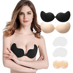 Sticky Bra - Adhesive Bra 2 PCS Invisible Push Up Backless Bra, Strapless Silicone Sticky Bra for Women C-Cup