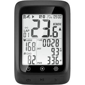 Bike Computer GPS Wireless, ANT+ Bike Computer GPS with Bluetooth, Multifunctional ANT+ Bicycle Computer GPS with 2.4 LCD Screen, Bike Speedometer with Auto Backlight IP67