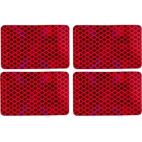 All Star Truck Parts] Amber/Red 2x3 Rectangle High Visibility Reflective Stick-On Prism Reflector DOT-SAE Strong Weatherproof Trailer Camper RV Flatbed Fender Property Boat Marine Sign (Red, Qty 4)
