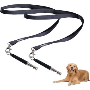 2 Pack Dog Whistles Dog Training Silent Ultrasound Whistles to Stop Barking with Adjustable Pitch Effective Way of Training for Recall Training,with 2 Lanyard Strap (Black)