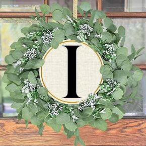 Last Name Signs for Home Decor Eucalyptus Wreath Spring Wreaths for Front Door Decorations for Home Outdoor Wreaths for All Seasons Personalized Name Farmhouse Wreaths for Indoors Outdoor