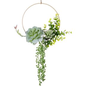 GANAZONO Artificial Garland Artificial Wreath Decor Wreaths for Front Door Artificial Plant Wreath Front Door Wreath Succulents Succulent Plants Spring Door Green Plants Wall Hanging Bamboo