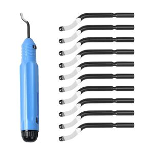 Deburring Tool with 11 High Speed Steel BS1010 Rotary Burr Removal Blades - Askwhy 3D Print and PVC Tube Pipe Deburr - Debur Metal Hand Extractor-Aluminum Copper Plastic Deburr (Light Blue)