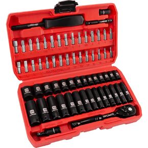 LLNDEI 1/4" Drive Socket Wrench Set, 1/4-Inch Impact Socket Set Metric(4-15mm) Deep and Shallow 6 Point, CR-V, 63PCS with 72T Ratchet Wrench Handle for Household&Automotive Repairing
