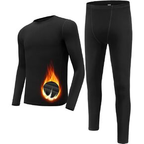 Boy's Long Sleeve Athletic Base Layer Compression Underwear Shirt Tights Set KidsThermal Underwear Set