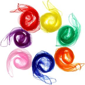 21 Pieces Show Scarves Juggling Scarves Colored Dance Scarves Play Scarves Artificial Silk Scarves Rainbow Scarf Colorful Scarves 7 Colors