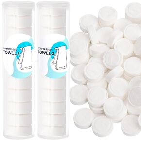 100 PCS Compressed Towels Pack with 2 Carrying Cases, Portable for Home Travel Camping Outdoors and Beauty Salon (100PCS + 2 Carrying Cases)