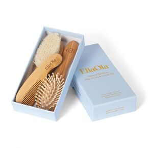Baby Hair Brush & Comb Set from Natural Bamboo - 3 Piece Set with Ultra Soft Bristle Cradle Cap Brush, Massage Hair Brush, Bamboo Comb for Toddlers, Newborns & Infants I Baby Registry Gift