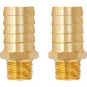 SUNGATOR Hose Barb Fittings 1/4 Inch Barb × 1/2 Inch NPT, Brass Air Hose Barb Fittings, 1/4" Barb to 1/2" NPT Male Hose to Pipe Fitting Adapter Connector, Barbed Air Hose Repair Fitting Kit (2 Pack)