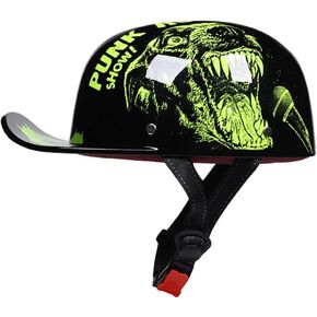 Vintage Open Face Motorcycle Helmet Baseball Cap Half Helmets Retro Men Women for Chopper Cruiser Street Scooter Moped Cap Jet - DOT Certified