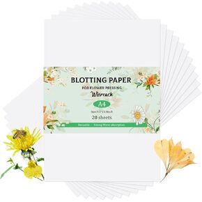 Blotting Paper for Flower Press, 20 Sheets Flower Press Paper Highly Absorbent and Reusable Blotter Paper for Flower Art A4 Size 8.26 x 11.4 inch in Saudi Arabia