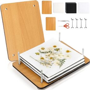 Noamus 54Pcs Flower Press Kit, 7" x 9.5" 6-Layer Wooden Leaves Pressing Kit for Adult, Solid Wood Book Pressed Plant Preservation Kit, DIY Arts Dried Flowers Craft Tool for Children Gift