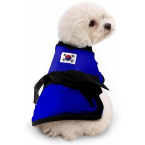 Blue Athletic Costume with Black Belt Uniform for Dogs Clothes Fullover Sweater Sweatshirts for Boy and Girl Dog Apparel (Small)