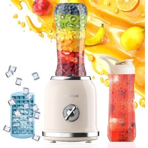 Personal Blender, Smoothie Blender, Retro Protein Drink Blender, 3 Speed Small Blender for Smoothie, Smoothie Maker with 6-Edge Blade and 2 * 20oz BPA Free Travel Cups