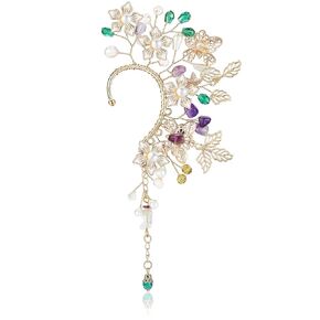 Gold Flower Elf Ear Cuff Single Left Ear Vintage Fairy Ear Cuff