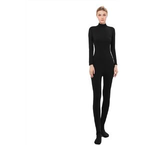 Long Sleeve Unitard Mock Turtleneck Footed Spandex Bodysuit Costume Jumpsuit Adult Unisex