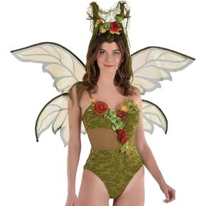 Green Woodland Cut Out Fairy Bodysuit - Adult L/XL, 1 Pc - Durable Mesh & Polyester - Adorable & Enchanting Design - Perfect For Themed Events & Party Dress Ups