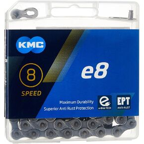 KMC Unisex's E8 EPT 8 Speed Chain, Dark Silver, 122 Links