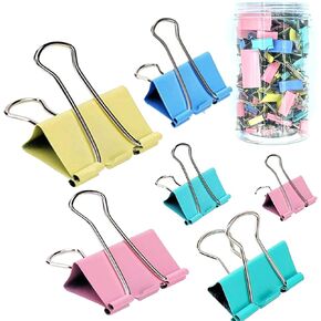 Binder Clips Paper Clamps Assorted Sizes 200 Count (Black), Jumbo, Large, Medium, Small, Mini and Micro,6 Sizes with Box for Office, School and Home