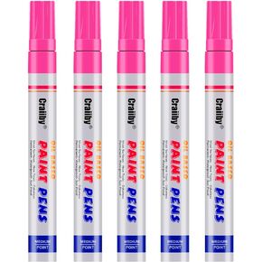 Orange Paint Markers, 5 Pack Oil-Based Waterproof Quick Dry Permanent Paint Pen Set for Rocks Painting, Wood, Fabric, Plastic, Canvas, Glass, Mugs, Metal, Tire, Stone, DIY Craft