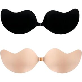 Sticky Bra Backless Adhesive Strapless Invisible Push Up Stick on Bras for Women，Strapless Sticky Bras 2 Pair