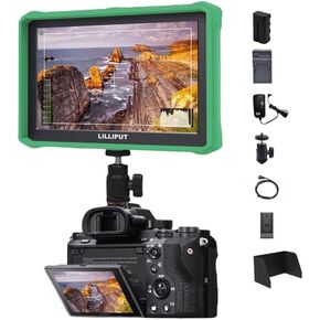 Lilliput A7s Full HD 7 Inch Monitor with 4K Camera Assist Full HD 1920x1200 LCD IPS 4K HDMI Field Monitor Green case with Power Adapter Battery and Charger