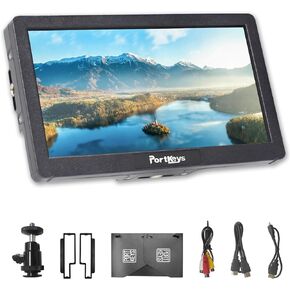 Portkeys HD7H Camera Field Monitor 7'' 1000nit High Brightness Camera Monitor with Top Shortcut Keys Suitable for Most DSLR Mount Holder for NP-F 970/750/550 Battery