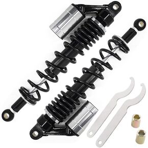 13.5" 340mm Universal Motorcycle Rear Shock Absorbers Suspension Fit for Honda, for Yamaha, for Suzuki, for Kawasaki ATV Go Kart Quad Dirt Sport Bikes,Black Silver