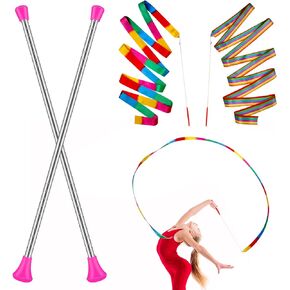 4 Pieces 26 Inch Twirling and Marching Christmas Baton - Standard Stainless Steel Mini Shaft Rod with Rubberized Tips - Complete with Dance Ribbon Streamer