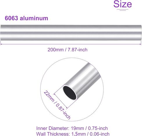 DMiotech 2Pack (8mm OD x 6mm ID) 6063 Aluminum Round Tube 200mm Length Industry Metal Tubing for Machinery Frame Construction DIY Projects in Saudi Arabia