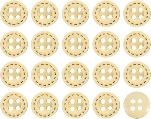 uxcell 100Pcs Wooden Buttons, 9mm 4 Hole Round Wood Button Wood Sewing Button Dotted Line Pattern for Sewing DIY Craft Clothing, Dark Brown in Saudi Arabia