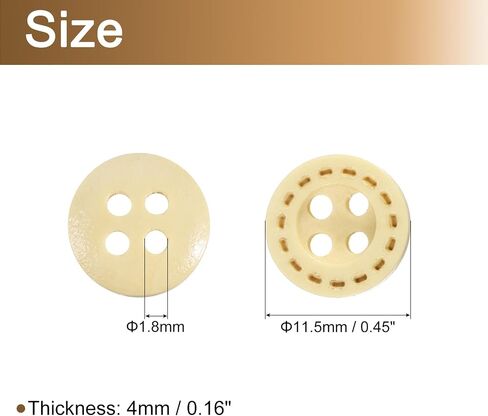 uxcell 100Pcs Wooden Buttons, 9mm 4 Hole Round Wood Button Wood Sewing Button Dotted Line Pattern for Sewing DIY Craft Clothing, Dark Brown in Saudi Arabia
