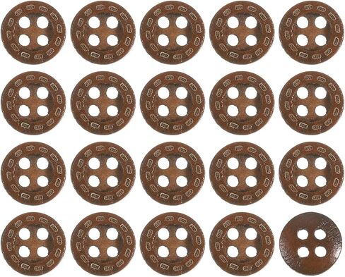 uxcell 100Pcs Wooden Buttons, 9mm 4 Hole Round Wood Button Wood Sewing Button Dotted Line Pattern for Sewing DIY Craft Clothing, Dark Brown in Saudi Arabia