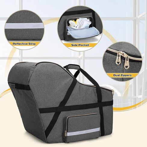 حقيبة سفر لمقعد السيارة للرضع من تيموي، حقيبة فحص بوابة مقعد السيارة، حقيبة مقعد سيارة مبطنة متوافقة مع جميع مقاعد وقاعدة السيارة نونا بيبا، أغطية حامل مقعد السيارة للسفر الجوي، رمادي in Kuwait