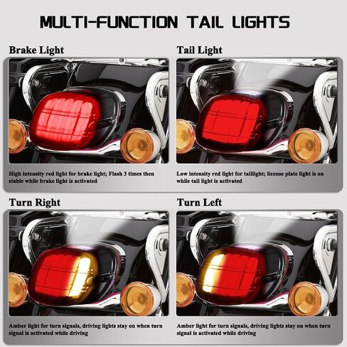 Smoked Layback LED Tail Lights Assembly Motorcycle Brake Taillights Compatible with Harley Touring Road King Road Glide Dyna Electra Glide Street Bob Fat Bob Sportster Ultra Limited in Saudi Arabia