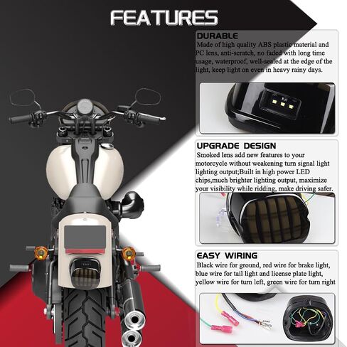 Smoked Layback LED Tail Lights Assembly Motorcycle Brake Taillights Compatible with Harley Touring Road King Road Glide Dyna Electra Glide Street Bob Fat Bob Sportster Ultra Limited in Saudi Arabia