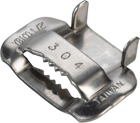 IDL Packaging 3/4" Open 304 Stainless Steel Ear-Lokt Buckles for 201/304 Stainless Banding (Pack of 50) - Rust-Resistant Heavy-Duty Banding Buckles - Closed with Hammer or Hammer Type Tool in Saudi Arabia