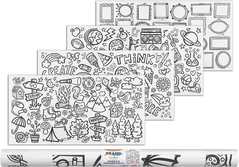 Prang Doodle & Draw Rolls من Cassie Stephens، أبيض، 58 بوصة × 30 بوصة، 4 تصميمات (1 لكل ورقة) in Saudi Arabia