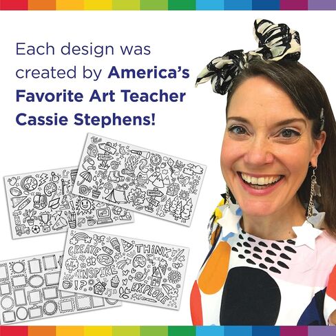 Prang Doodle & Draw Rolls من Cassie Stephens، أبيض، 58 بوصة × 30 بوصة، 4 تصميمات (1 لكل ورقة) in Saudi Arabia