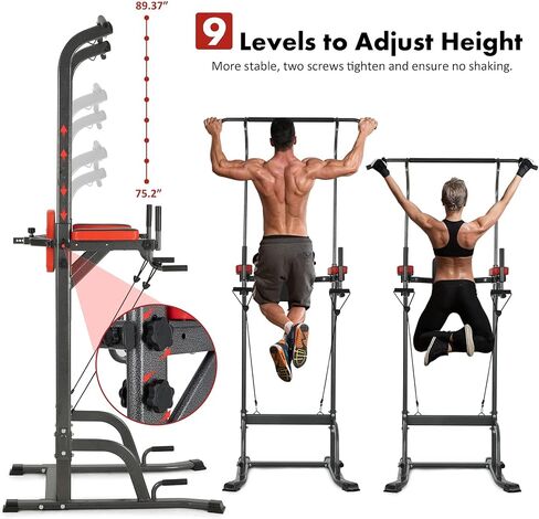 Power Tower Pull Up Workout Dip Station Adjustable Dip Stands Multi-Function Home Gym Strength Training Fitness Equipment in Saudi Arabia