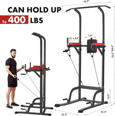 Power Tower Pull Up Workout Dip Station Adjustable Dip Stands Multi-Function Home Gym Strength Training Fitness Equipment in Saudi Arabia