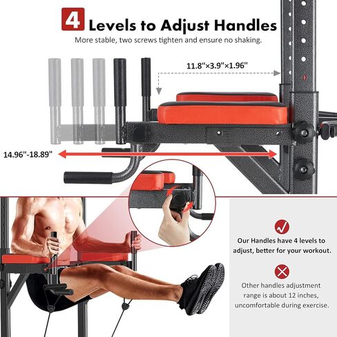 Power Tower Pull Up Workout Dip Station Adjustable Dip Stands Multi-Function Home Gym Strength Training Fitness Equipment in Saudi Arabia