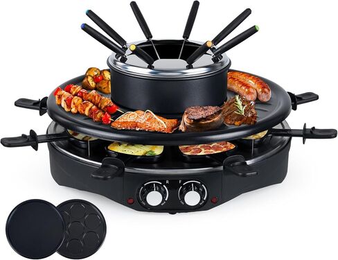 Raclette Table Grill - Indoor Electric Grill Griddle - Nonstick Extra Large Reversible 4-In-1 Outdoor Dishwasher Safe with Cheese 12 Paddles 12 Spatulas for 12 Person, FD-12RN1650 in Kuwait