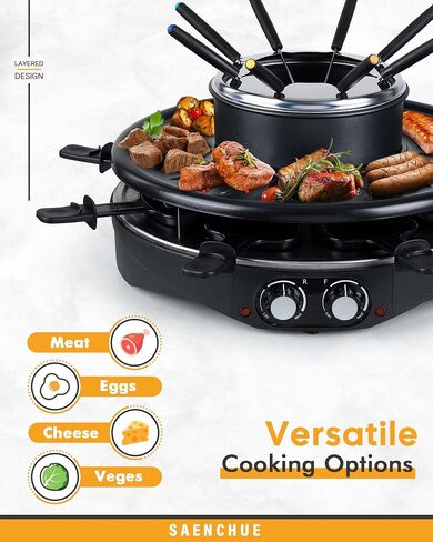 Raclette Table Grill - Indoor Electric Grill Griddle - Nonstick Extra Large Reversible 4-In-1 Outdoor Dishwasher Safe with Cheese 12 Paddles 12 Spatulas for 12 Person, FD-12RN1650 in Kuwait